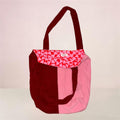 Tote bag bi-colore velours côtelé rose/crème